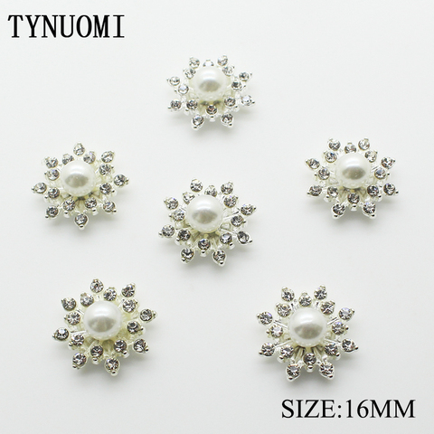 10pcs16MM Pearl Rhinestone Buttons For Wedding Embellishment Buttons, Flat Buttons, Clothing With Sewing Accessories ► Photo 1/3