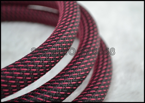 10M 16MM  Nylon Mesh Red+Black (N) Screen  Braided Sleeving  For DIY HIFI  audio video  audio video , wire and cable ► Photo 1/6