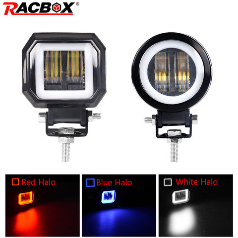 3 inch 7D Optical Lens LED Work Light Waterproof Square Round Led Driving lights with White Blue Red Angle Eyes 12V 24V SUV ATV ► Photo 1/6