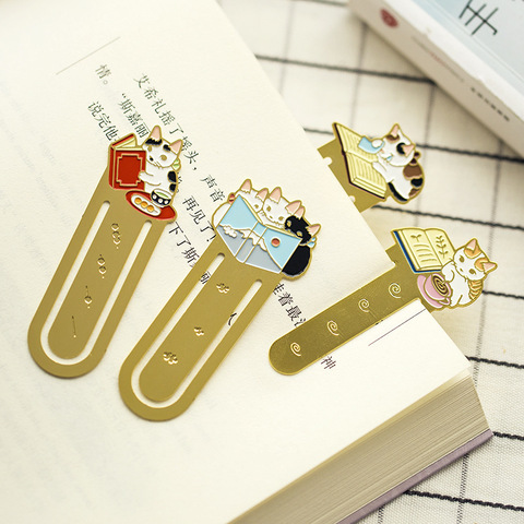 1 PC Pottering Cat Japanese Cartoon Cute Cat Kawaii Kittens Book Mark Metal Bookmark School and Office Supplies Bookmark ► Photo 1/4