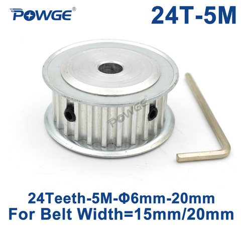 POWGE 24 Teeth HTD 5M Synchronous Timing Pulley Bore 6/6.35/8/10/12/14/15/16/17/18/19/20mm for Width 15/20mm HTD5M 24Teeth 24T ► Photo 1/6