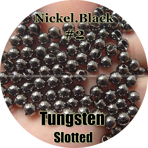 Nickel Black #2, 100 Tungsten Beads, Slotted, Fly Tying, Fishing ► Photo 1/1