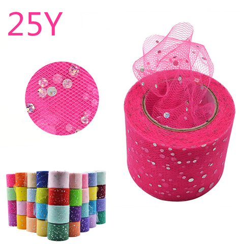 25Yards Baby Shower Glitter Sequin Tulle Roll Fabric Spool Tutu Party Birthday Gift Wedding Decoration Favors Event Supplies ► Photo 1/6