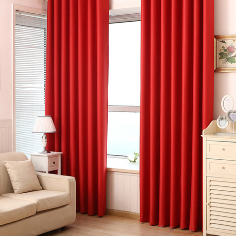 European Solid thick red black blackout window treatment curtains for  living room bedroom home decoration panel eyelet drapes ► Photo 1/6