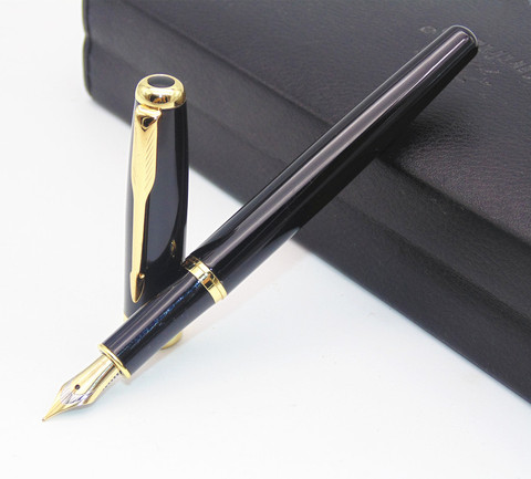 BAOER 388 Black Business Metal Fountain Pen Nib Medium Gold Trim Arrow Clip  School Supplies Hot ► Photo 1/4