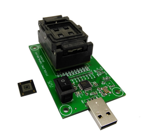 eMMC socket with USB size 11.5x13_0.5mm,eMMC socket nand flash testing, for BGA 169 and BGA 153 testing, Clamshell ► Photo 1/1