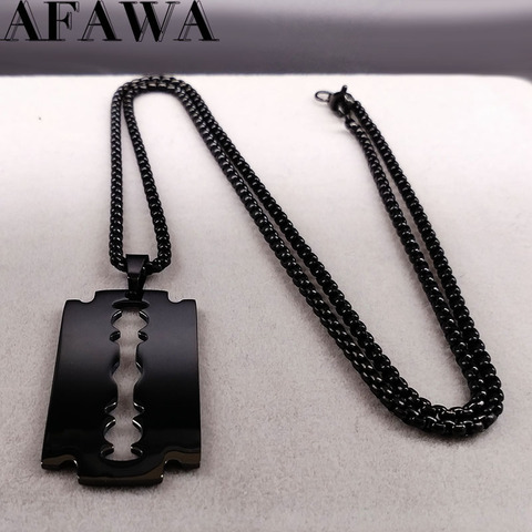 Fashion Blade Stainless Steel Necklaces Men Jewerly Black Color Gothic Necklaces & Pendants Jewelry collier homme N423S01 ► Photo 1/6