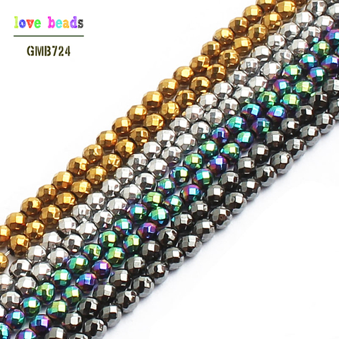 2mm Faceted Hematite Beads 4 colors 180pcs/lot Natural Stone Beads For Jewelry Making Wholesale ► Photo 1/6