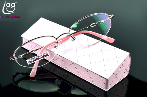 Leesbril = Clara Vida Design Half-rim Coated Hd Lenses Fashion Office Lady Reading Glasses +1 +1.5 +2 +2.5 +3 +3.5 +4 With Case ► Photo 1/6