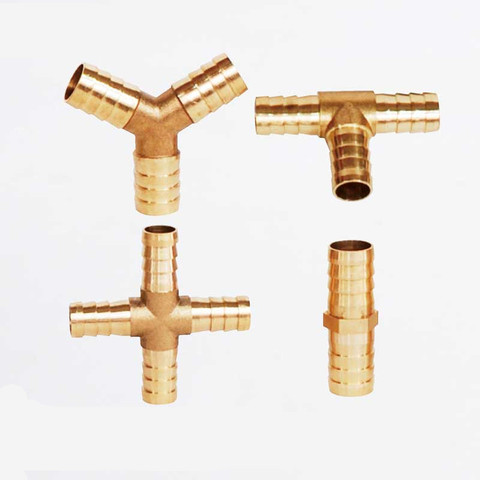 Brass Barb Pipe Fitting 2 3 4 way brass connector For 4mm 5mm 6mm 8mm 10mm 12mm 16mm 19mm hose copper Pagoda Water Tube Fittings ► Photo 1/6