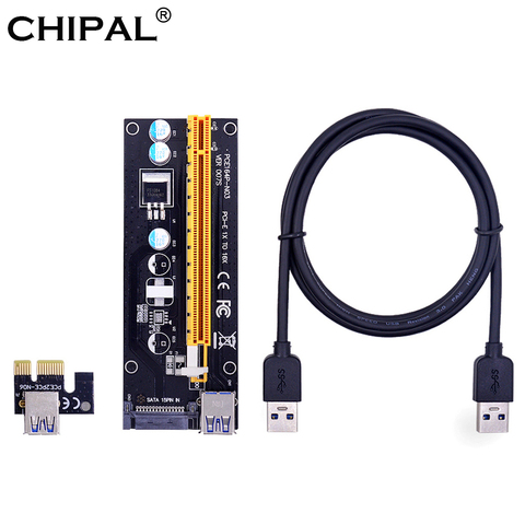 CHIPAL VER007S PCI-E Riser Card 007S PCIE 1X to 16X Extender 15Pin SATA Power 100CM 60CM USB 3.0 Cable for LTC ETH Mining Miner ► Photo 1/6