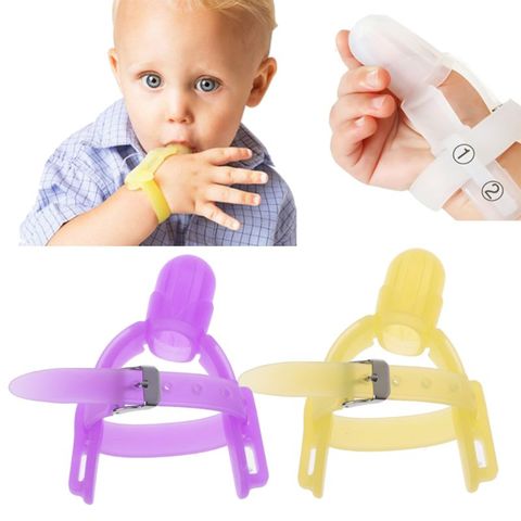 2 Colors Nontoxic Silicone Baby Kids Child Finger Guard Stop Thumb Sucking Wrist Band Feb-15 ► Photo 1/6