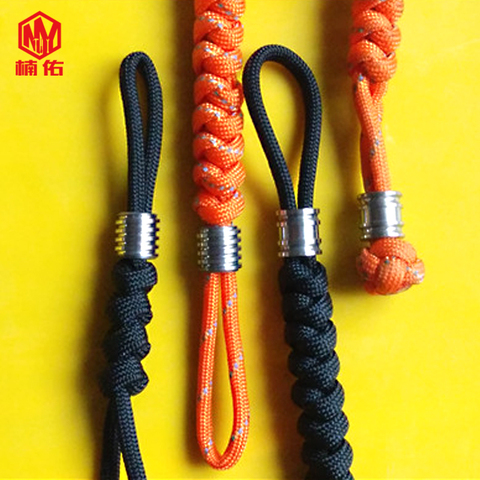 1PC EDC Handmade Paracord Rope With Titanium Paracord Beads Knife Beads Rope Cord Beads Lanyard Pendants Outdoor Accessories ► Photo 1/6
