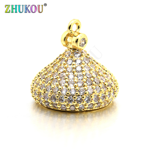 14*13mm High Quality Brass Cubic Zirconia Tassel Caps for Diy Jewlery Findings, Mixed Color, Hole: 1mm, Model:VM20 ► Photo 1/5