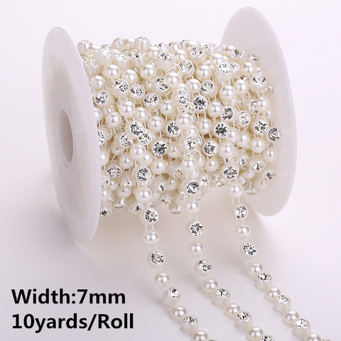 10yards/5yards ABS Pearl Crystal Rhinestone Chain Sewing Banding Trim Wedding party Supply 30 designs choose ► Photo 1/6