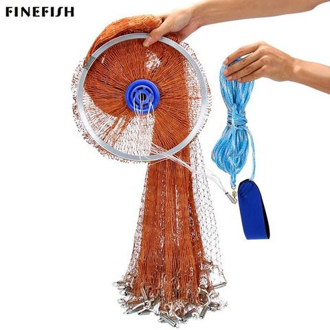 Finefish Cast nets 2.4M-4.2M with sinker and without sinker USA Style Catch Fishing Net Small Mesh Fly Hand Throw Gill network ► Photo 1/6