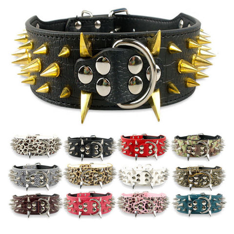 Large Dog Collar Spiked Studded For Pitbull German Shepherd K9 Training Leather Dog Colla With Spikes For Mastiff Rottweiler ► Photo 1/6