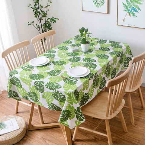 Green Leaf Table Cover Linen Dining Table Cloth Rectangular  Tablecloths for Rectangular Table  Party Decoracion Home Decor ► Photo 1/4