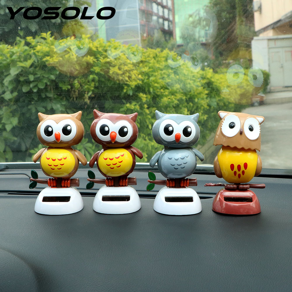 Yosolo cute owl bird dancing shaking head car ornament swing doll solar powered 