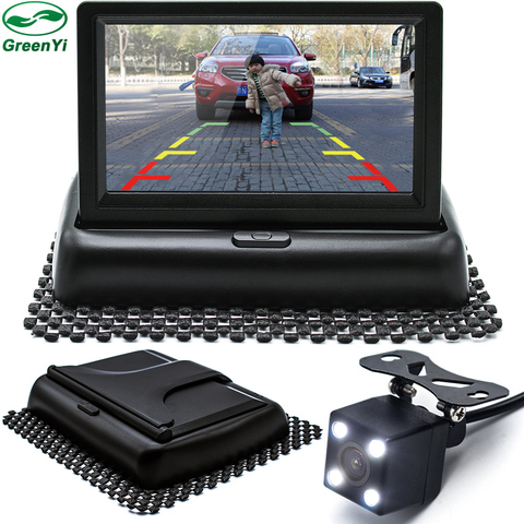 GreenYi Auto Parking Assistance LED Night Vision Car CCD Rear View Camera With 4.3 inch Color Car Video Foldable Monitor Camera ► Photo 1/6