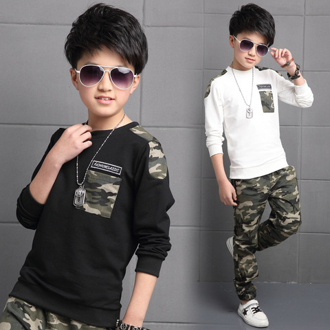 Children Clothing Sets For Boys Camouflage Sports Suits Spring Kids Tracksuits 2022 Teenage Boys Sportswear 4 6 8 9 10 12 Years ► Photo 1/5