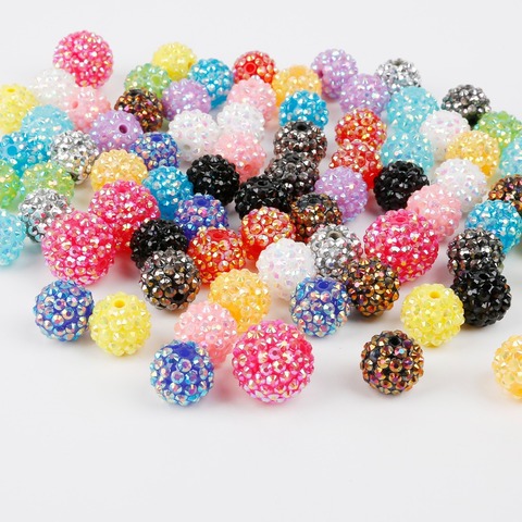 Fashion Candy Color Handmade 12mm 10Pcs Round Chunky Resin Rhinestone Beads Ball for Kids Girls Jewelry Making ► Photo 1/6