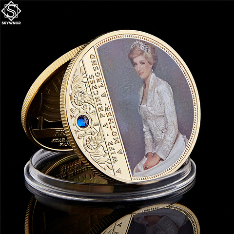 Collectible British Diana Princess Rose With Diamond Last Rose Professional Commemorative Token Coin ► Photo 1/6
