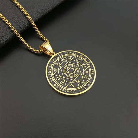 Supernatural Star of David Zodiac Sign Constellation Necklace Pendant Gold Color Stainless Steel Round Jewelry Birthday Present ► Photo 1/4