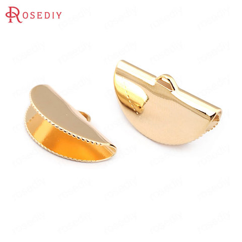 10PCS width 15MM 20MM 25MM 24K Gold Color Brass Arc-shaped Rope Ends Fastener Clasps High Quality Jewelry Findings Accessories ► Photo 1/6