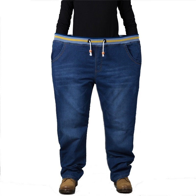 Lutratocro Mens Straight Leg Cotton Plus Size Jeans Elastic Waist Denim Pants 