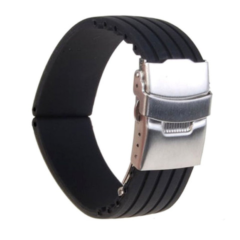 Newest Fashion 18/ 20/22/24mm Reloj Hombre Silicone Rubber Watch Strap Deployment Buckle Waterproof Band ► Photo 1/6