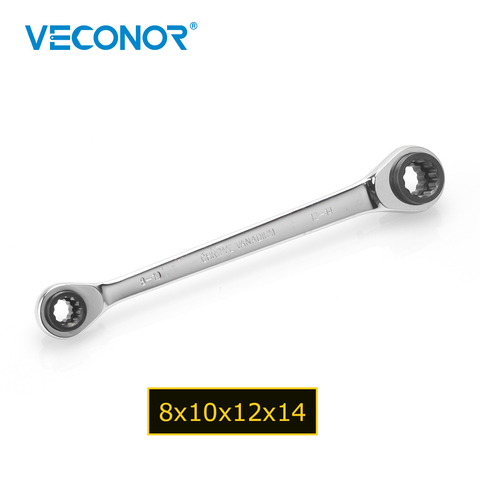 Veconor Professional Double Ratchet 72T Spanner Wrench 4 In 1, 8x10x12x14mm ► Photo 1/6