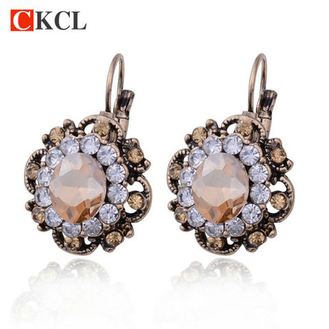 CKCL brand 2017 Vintage Jewelry Charm Round Flower Drop Earrings Fashion Austrian Full Crystals Women Earrings Free Shipping ► Photo 1/6