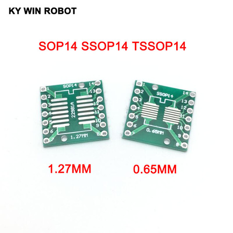 10pcs SOP14 SSOP14 TSSOP14 to DIP14 Pinboard SMD To DIP Adapter 0.65mm/1.27mm to 2.54mm DIP Pin Pitch PCB Board Converter Socket ► Photo 1/6