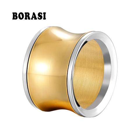 Classic Design Gold Silver Color Smooth Stainless Steel Ring For Men And Women Top Quality Jewelry Rings Wedding Best Gift ► Photo 1/5
