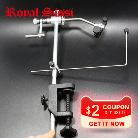 Royal Sissi silver grade rotary fly Tying Vise with C-Clamp strengthened Hard Jaws 360 degree rotation precision fly tying tools ► Photo 1/6