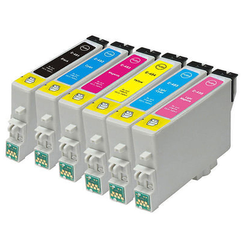 6 Pack T0487 Ink Cartridges for Compatible Epson T0481 T0482 T0483 T0484 T0485 T0486 Stylus R290 R200 R300 RX500 RX620 Printer ► Photo 1/1