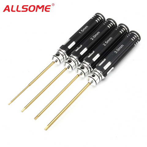 4 In 1 Screwdriver Hexagon Head 1.5 2.0 2.5 3.0mm HSS Titanium Coated Hex Screw Driver Tools Set Kits For RC FPV Helicopter Car ► Photo 1/5