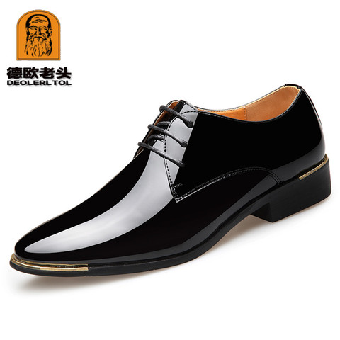 2022 Newly Men's Quality Patent Leather Shoes White Wedding Shoes Size 38-48 Black Leather Soft Man Dress Shoes ► Photo 1/4