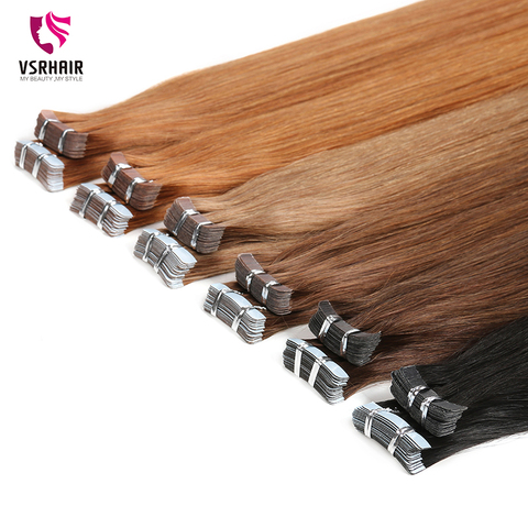VSR PU Super Tapes Human Hair Double Drawn Good Hand Feeling US Strong Adhesive Tape Hair Extensions For Salon ► Photo 1/6