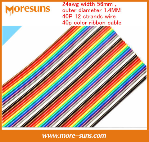 Free Ship by EMS/DHL 50m/lot High quality 24awg width 56mm,outer diameter 1.4MM 40P 12 Strands wire 40p color ribbon cable ► Photo 1/1