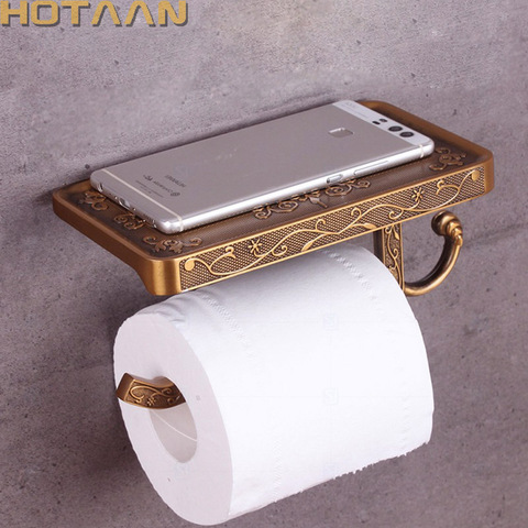 Antique Brass Toilet Paper Holder Bathroom Mobile Holder Toilet Tssue Paper Roll Holder Bathroom Storage Rack Accessory YT-1492B ► Photo 1/6