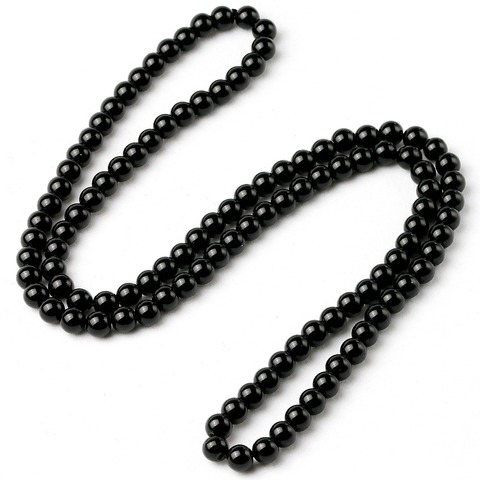 Handmade Bright Black Onyx Natural Energy Stone Beads Knot Long Necklace For Men Women Lucky Unisex Jewelry New Arrivals ► Photo 1/6