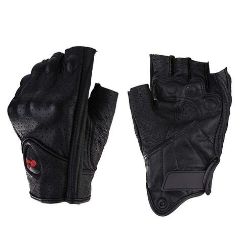 Motorcycle Gloves Leather Summer Breathable Half Finger Gloves Unisex Mitt Fingerless Glove For Men Women Scooter Moto Mitten ► Photo 1/6