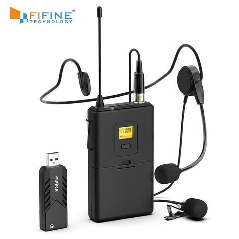 Fifine Wireless Lavalier Microphone for PC & Mac, Condenser Microphone with USB Receiver for Interview, Recording & Podcast ► Photo 1/6