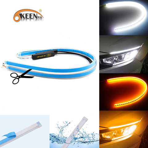 OKEEN 2x Ultrafine 30cm 45cm 60cm DRL Flexible LED Tube Style Turn Signal Lamps Daytime Running Lights Tear Strip Car Headlight ► Photo 1/6