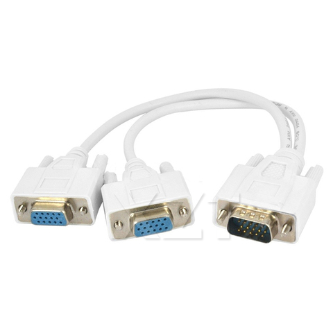 High Quality 1 Male VGA to 2 Female VGA Splitter Cable 2 Way VGA SVGA Monitor Dual Video Graphic LCD Y Splitter Cable ► Photo 1/1