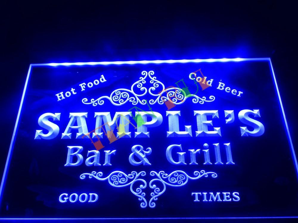 Bar And Grill Custom Led Neon Light Sign Personalized Name & Brand 