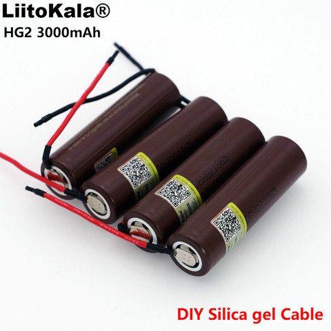 Liitokala new HG2 18650 3000mAh Rechargeable battery 18650HG2 3.6V discharge 20A, dedicated batteries+DIY Silica gel Cable ► Photo 1/6