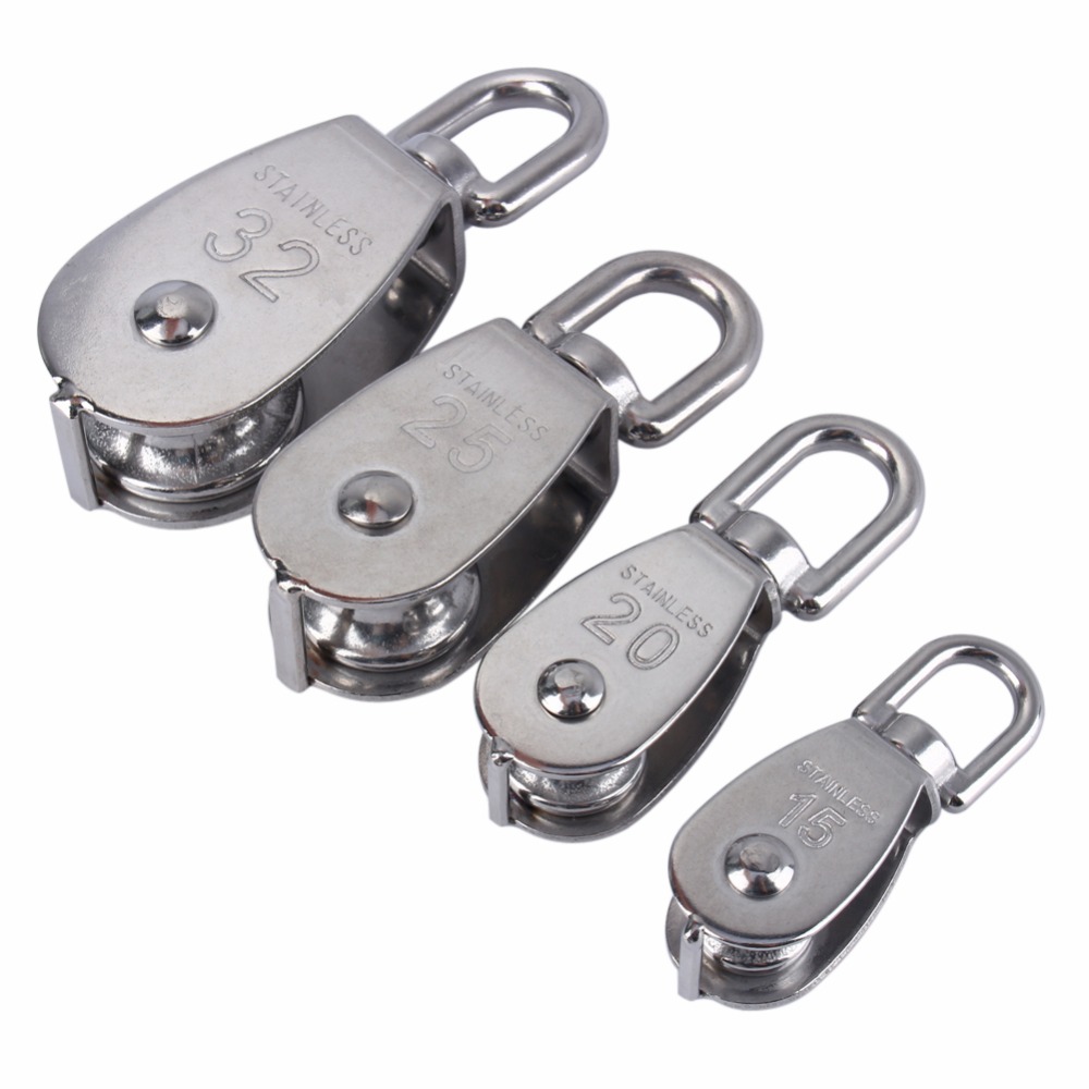 Stainless Steel Pulley Single Wheel Load Bearing Swivel Lifting Rope Pulley 
